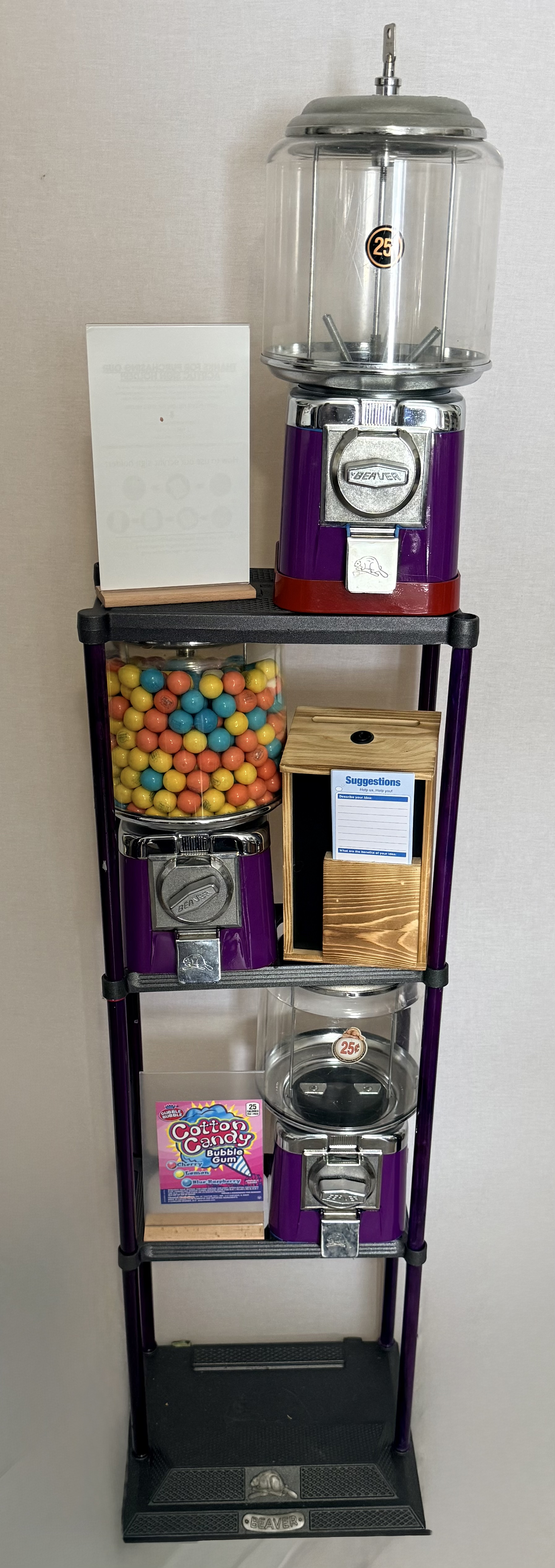 Purple Ops Triple Stand candy machine - front view